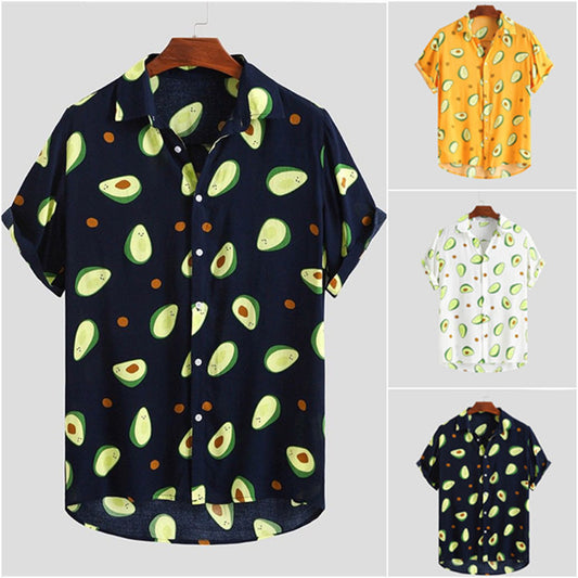 Camisa manga corta de playa con estampado de aguacate