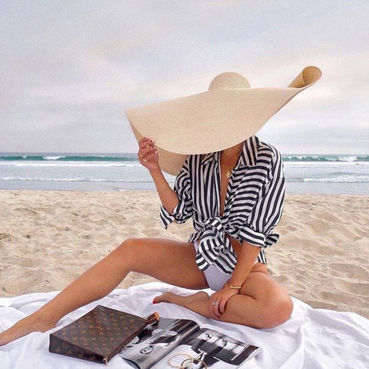 Sombreros de playa extra grandes de ala ancha de 25 cm para mujer