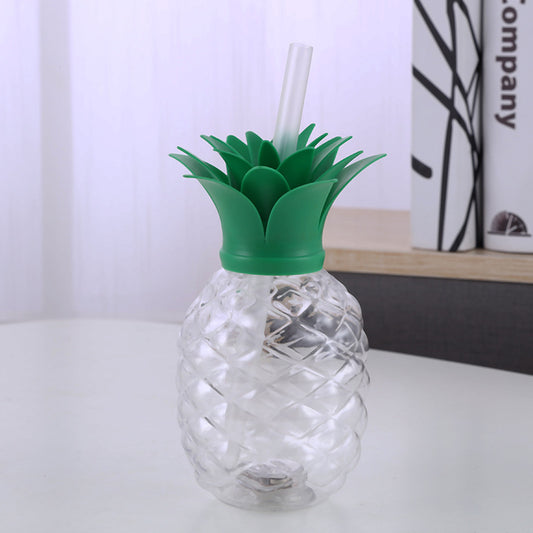 Vaso luminoso de plástico  en  forma de piña con pajita