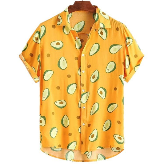 Camisa manga corta de playa con estampado de aguacate
